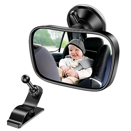 Range Tour Espejo de Coche de Bebé, 360° Ajustable Espejo con Clip y con Ventosa Universal Interior Inastillable Espejo Coche Espejo Monitor de Coches de Bebé Para la mayoria de coches(8.8 * 5.7cm)