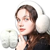 HINH 防寒イヤーマフ レディース 耳当て 折りたたみ式 冬用 耳カバー ふわふわ もこもこ 防風 耳暖 あったかイヤーマフ イヤーマフラー イヤーウォーマー コンパクト 自転車 通勤 通学 (ホワイト)