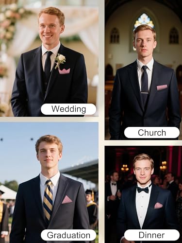 Image of Mantieqingway Cotton Handkerchiefs for Men Solid Color Pocket Square for Suit Formal Wedding Church