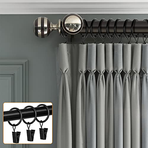 30 Pcs 1-Inch Black Clips Curtain Ring For Curtain Rod, This Small Drapery Curtain Hooks With Clips Hook Fit Up To 0.4~0.75 -Inch Drapery Panel #TOP3