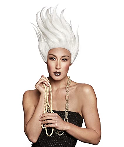 Maxwigs Enigma Costume Wigs Sea Witch Villain - White Upright Wave Style for Womens Little Mermaid Evil Ursula Cosplay & Halloween Costumes Care Guide