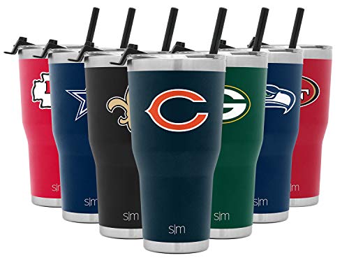 Simple Modern Officially Licensed NFL Chicago Bears Tumbler with Straw and Flip Lid | Insulated Stainless Steel 30oz Thermos | Cruiser Collection | Chicago Bears