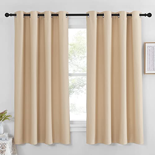 NICETOWN Room Darkening Window Shade and Blind - (Biscotti Beige Color) Light Reducing & Privacy Protection Blackout Short Curtain/Drape/Drapery for Kid's Bedroom, 52x63 inches, 1 Piece Bisc