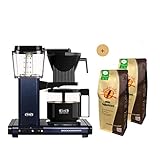 Moccamaster Filter Kaffeemaschine KBG Select Midnight Blue (mitternachtsblau), 1.25 Liter, 1520 W, Aktionspaket mit 2 * 500 gr. Filterkaffee von Mondo del Caffè