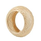 Kicomvi Natural Rattan Bracelet Braided Rattan Knit Cuff Bracelet Lightweight Straw Wicker Braid Eth