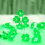 St. Patrick's Day Shamrocks String Lights, 10FT 40 LED Battery Operated Four-Leaf Clover Twinkle...