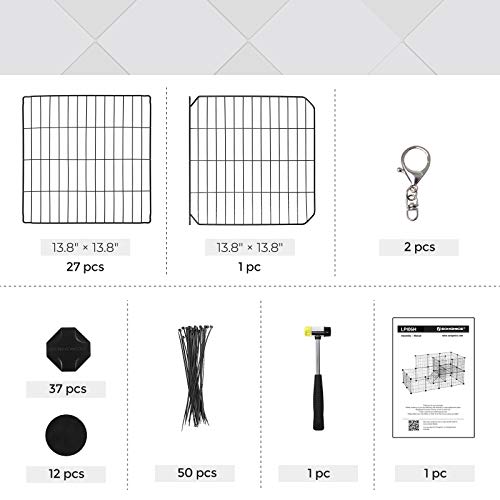 Songmics Pet Playpen, Small Animal Playpen With Door, 1.5-Level Metal Mesh Fence With Ramp, For Guinea Pigs, Puppy, Ferrets, Rabbits, With Rubber Mallet,56.3 X 28.7 X 28 Inches, Black Ulpi06H #TOP6