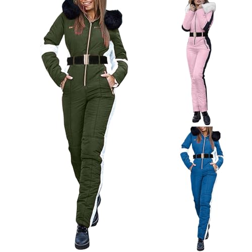 Combinaison de ski pour femme une pièce en tissu épaissi de couleur unie