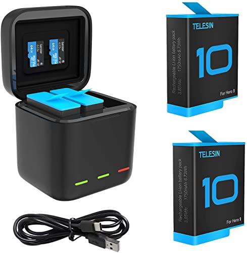 Chargeur Triple Pour Batteries GoPro Hero 10/9 Black - 3 Canaux, Indicateurs LED, Câble USB-C Inclus