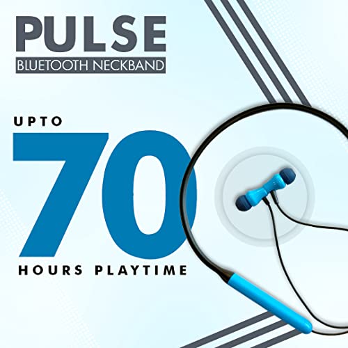 Image of FPX Pulse 70Hr Playtime with Superior Sound Neckband Headphone Bluetooth Headset (Blue, in The Ear)