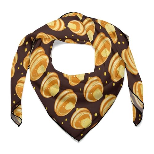 Pancakes Pattern Colorful Bandana Kerchief for Women Lightweight Soft Square Scarf Headwear