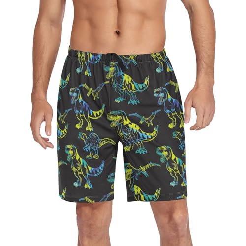 Men's Pajama Shorts Cartoon Snowman Sleep Shorts for Men Pajama Bottom Pants with Drawstring & Pockets S