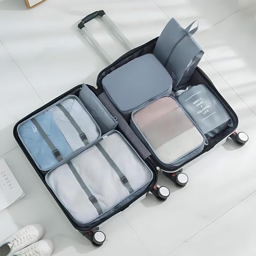Sac de rangement multifonctionnel voyage lot de 7 compartiments gris