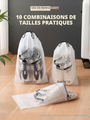 Sac à Chaussures Imperméable, Sachets de Stockage (5, Black, L) – Image 5