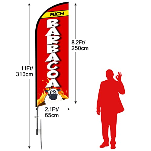 Drapeau Barbacoa 3,3m pour attirer les clients devant votre restaurant sans vent