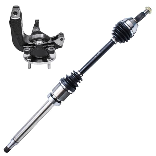Image of Detroit Axle - Front Right Steering Knuckle Kit for 06-11 Ford Focus w /Auto Trans., Passenger Side CV Axle Shaft Steering Knuckle & Wheel Bearing Hub 2006 2007 2008 2009 2010 2011 Replacement