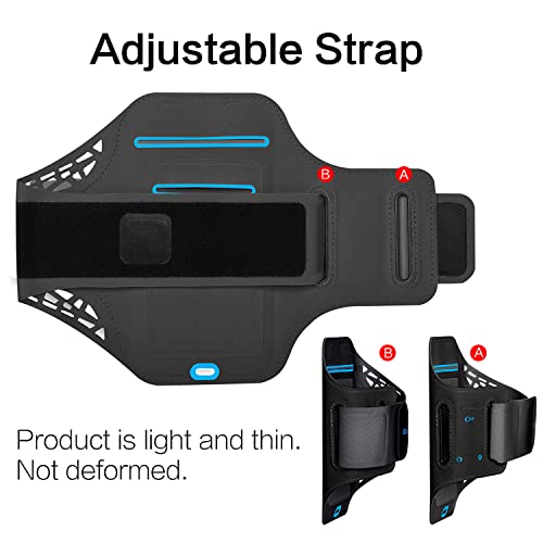 Kinizuxi Water Resistant Cell Phone Armband Case Running Holder, Adjustable Strap With Key Holder Phone Armband For Running Fits For Iphone Max Plus All 5.5-7Inch Smartphones (Black) #TOP2