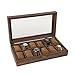 TOMYEUS Uhrenbox 12 Slot Watch Box Organizer Watch Case Pu. Leder Armbanduhr Display Case Organizer for Männer und Frauen mit Glasplatte Uhren Organizer