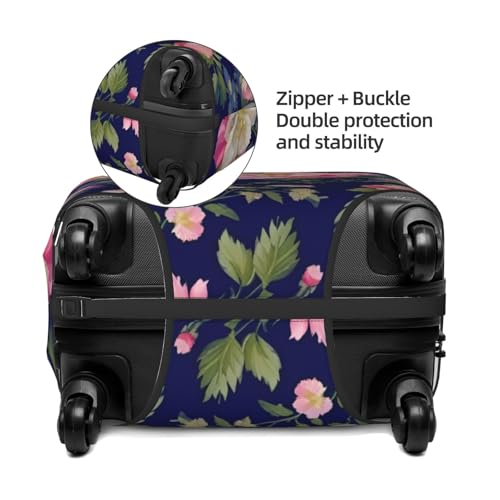 Navy Blue Base Floral Print Fashionable Suitcase Cover Personalized Luggage Protector for Travel and Business4