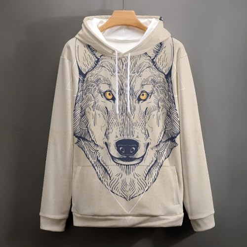 Sweat à capuche loup UMENG pull manches longues unisexe taille S - 4