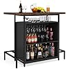 Little tree home bar unit cabinet with footrest industrial 3 tier liquor bar table with stemware rack and wine storage  urban country home decor