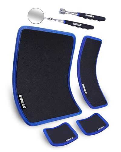 HIPULX Magnetic Tool Mat Set, 4 Magnetic Pads, 40LB Tool Pad with Telescoping Magnetic Pickup Tools & Inspection Mirror, Tools Organizer for Garage, Workshop & Auto Repair