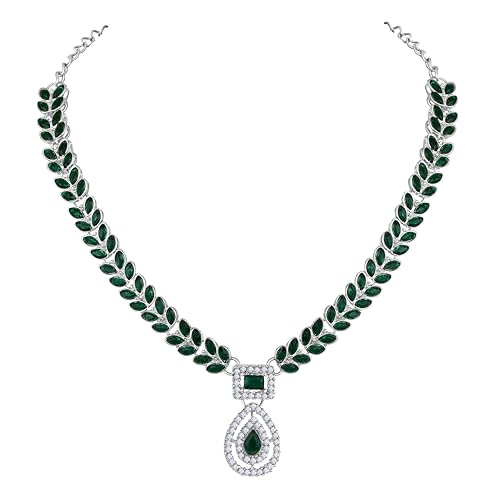 Image of Atasi International AD Diamond Kundan Style Silver Plated Crystals Necklace