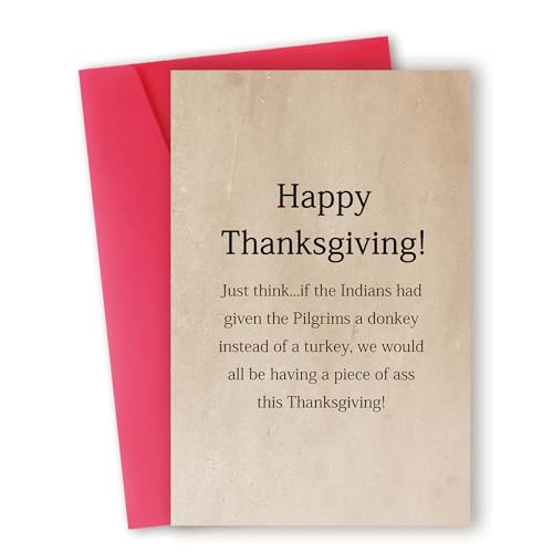 Zyulin Funny Thanksgiving Cards for Men Women,Rude Thanksgiving Gift Card for Family Friend, Happy Thanksgiving Day Decorations