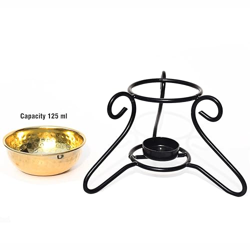 Image of Pure Source India Oil Diffuser Set with Metal Powder Coated Stand and Pure Brass Bowl with 1 Tea Light and 10 ML Lemon Grass Aroma .(Oil Diffuser Set)