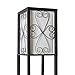 Simple Designs LF1015-BLK Three Shelf Etagere Organizer Storage and Wine Rack Floor Lamp with White Linen Shade, Black