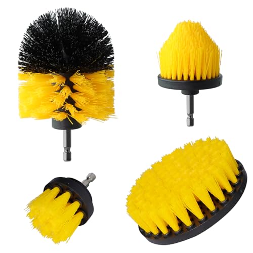 Drill Brush Cleaning Set - 4 Pack Power Scrubber Attachment for Car, Carpet, Floor, Bathroom, Toilet, Tub, Kitchen, Marble, Ceramic Surface