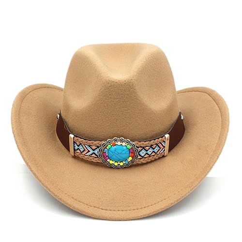 Western Style Cowboy Cowgirl Hat for Kids Boys Girls Fedora Hat with Wide Belt