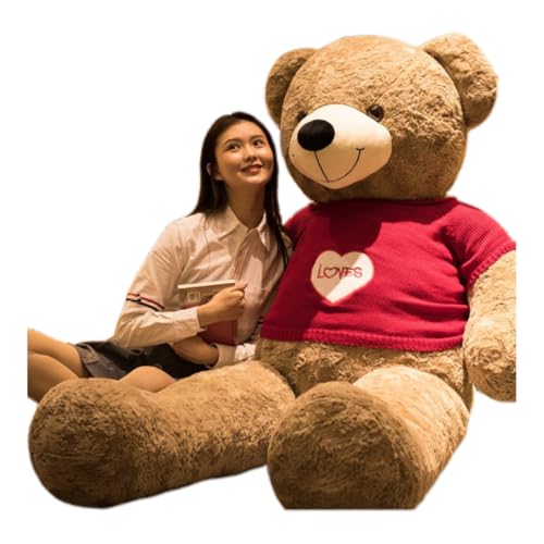 AKFJP くま ぬいぐるみ クマ クッション 特大 大 動物 くま おもちゃ 抱き枕 昼枕 子供の日 女の子 男の子 大人 子供 癒し系 ふわふわ クリスマス 可愛い 面白い もちもち 誕生日 プレゼント レッド 160cm