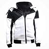 Trui heren dubbele rits met capuchon hoodie jas-wit_L