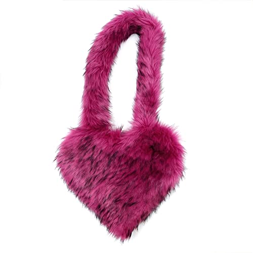 Heart Shaped Bag for Women Faux Fur Shoulder Purse Fleece Love Bag Y2k Crossbody Bag Chic Handbag Shoulder Bag Large