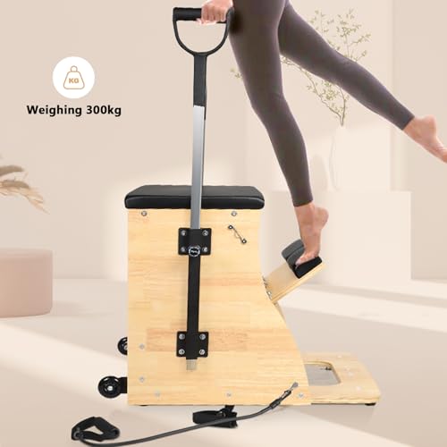 ARKANTOS Pilates Chair, Split-Pedal Stability Combo Chair with Handles, Yoga Fitness Trainer, Pilates Reformer Machine, Pilates Equipment Perfect for Home Use & Gym Workout (Black)