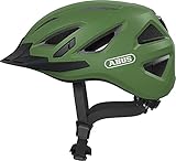 ABUS Stadthelm Urban-I 3.0 - Fahrradhelm mit Rücklicht, Schirm und Magnetverschluss - für Damen und Herren - Grün, Größe M