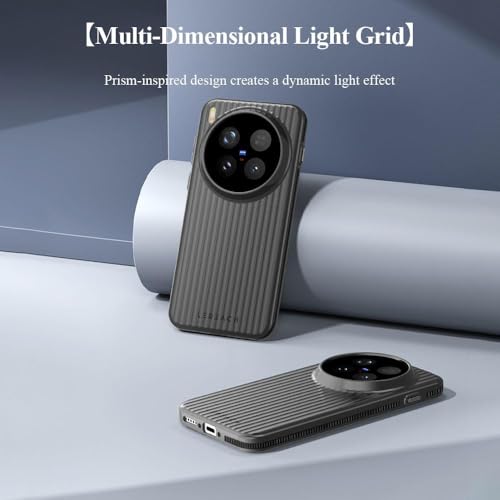 Image of TOC Series Flowing Grid Pattern PC Back Case for Vivo X300 Pro, Lightweight Shockproof Protective Cover with Premium Matte Coating, Anti-Fingerprints, Strong Edges & Sleek Modern Look - Black