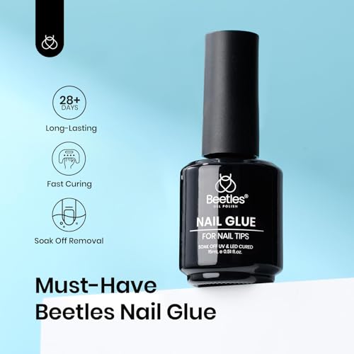 Beetles 15ml Gel Nail Glue 9 in 1 for Acrylic Nails Tips and Clear Press on Nails, Long Lasting Extension Glue, Base Coat, Blooming Art Gel, U V Light Cured