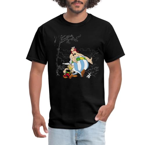 Spreadshirt Asterix & Obelix Dogmatix Walk Licensed Men's T-Shirt, L, Black