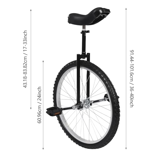 Image of 16 inch /24 inch Wheel Unicycle, Wheel Unicycle with Steel Rim Skid-Proof Tire Adjustable Seat Sports Exercise Bicycle for Daily Fitness