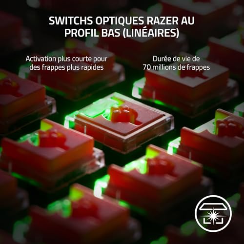 Razer DeathStalker V2 Pro Tenkeyless Switches Rouges Clavier Gamer Optique Sans Fil à Profil Bas Switches Optiques Linéaires et Silencieux Sans Fil HyperSpeed Bluetooth Clavier US | - vue 10