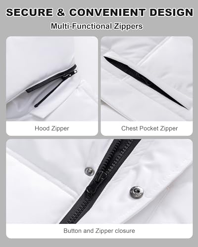 Image of Men's Puffer Jacket Winter Coat Puffy Parka with Fur Hood Waterproof & Windproof Shell Fleece lining 4 Pockets