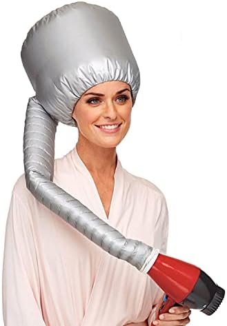 Portable Hair Dryer Bonnet Attachment for Hair Styling, Hair Color, Hair Condition and More - Silver