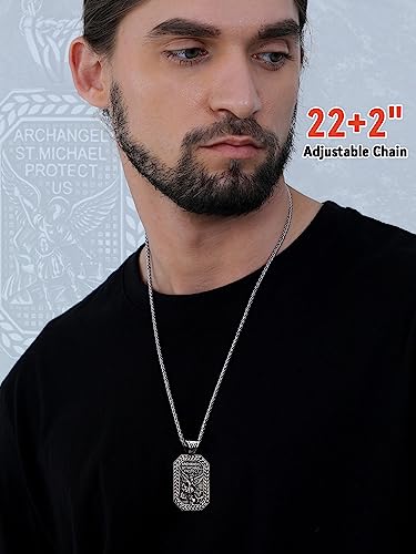 FaithHeart St Michael Medal Necklace for Men, Sturdy Stainless Steel Jewelry, Religious Gift with Delicate Packaging
