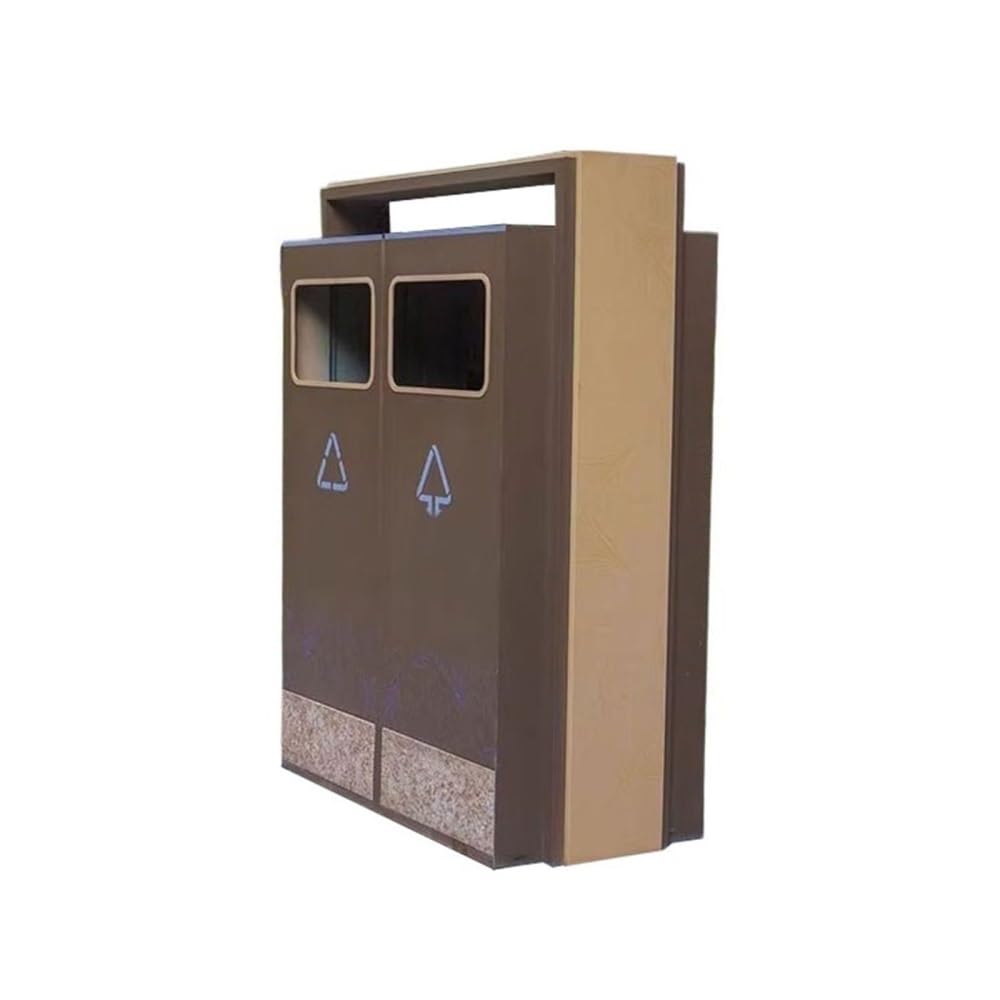 Outdoor Trash Can, Outdoor Park Double Box Rubbish Bin Commercial Area Galvanised Steel Trash Can