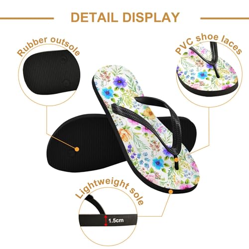 Burbuja Botanical Flowers Greenery Flip Flops for Women Men, Soft Thong Sandals Rubber Slippers for Pool Beach Essentials3