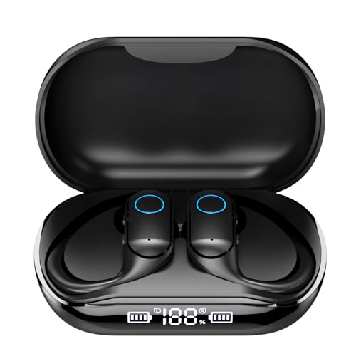 Open Ear Earbuds Active Noise Cancelling Bluetooth 6.0 Wireless Headphone, Over Ear Earphones with Adjustable Ear Hooks, 60H Playtime & LED Digital Display, IPX7 Waterproof Ear buds for Workout, Gym - Image 4