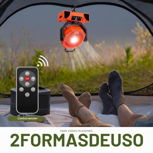 Miniatura 4 de Ouwanch Ventilador De Camping 20000mah Usb Con Luz Led, Control Remoto, Oscilante, 5 Velocidades, Temporizador, Gancho Para Tienda, Picnic, Viajes, Oficina