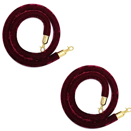 Corde de guidage en velours rouge bordeaux avec attache dorée pour barrière de sécurité événementielle - 2